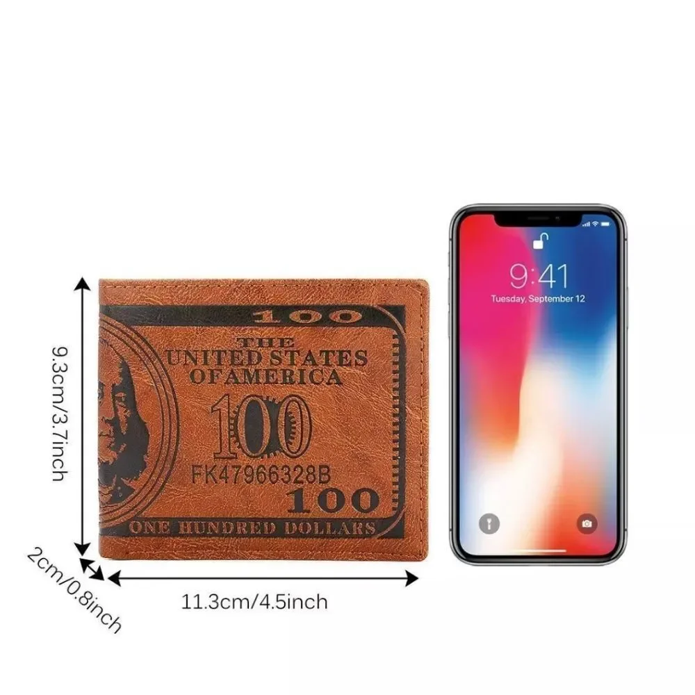 Men $100 Dollar Slim PU Leather Wallets Bifold ID Card Holder Money Handbag